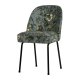 WOOOD Vogue spisebordstol - gr flyelspolyester med valmuetrykk og sort metall