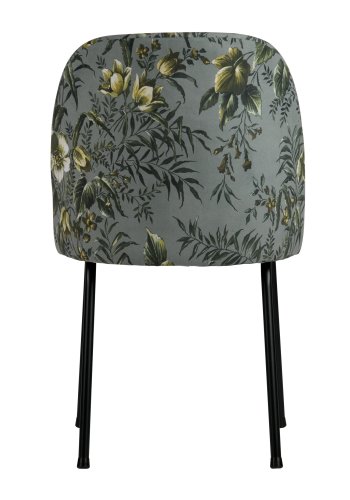 WOOOD Vogue spisebordstol - gr flyelspolyester med valmuetrykk og sort metall
