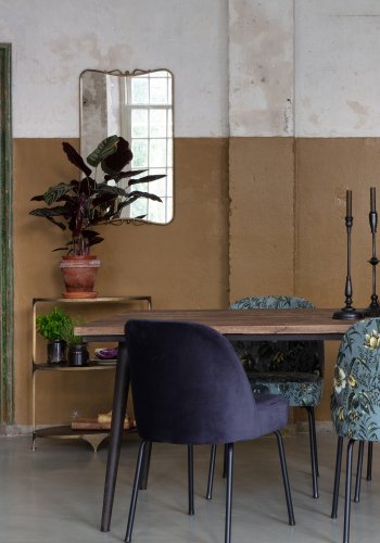 WOOOD Vogue spisebordstol - gr flyelspolyester med valmuetrykk og sort metall