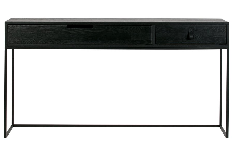 TRE EKSKLUSIV Silas sidebord, m. 2 skuffer - svart Blacknight brstet ask og metall (140x40)