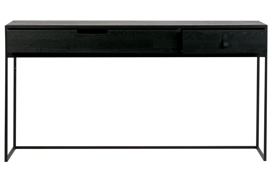 TRE EKSKLUSIV Silas sidebord, m. 2 skuffer - svart Blacknight brstet ask og metall (140x40)