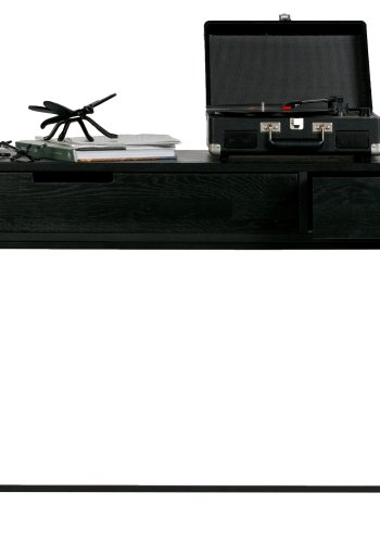 TRE EKSKLUSIV Silas sidebord, m. 2 skuffer - svart Blacknight brstet ask og metall (140x40)