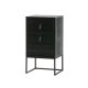TRE Zola nattbord, m. 1 dr og 1 skuff - svart tre og metall (40x35)