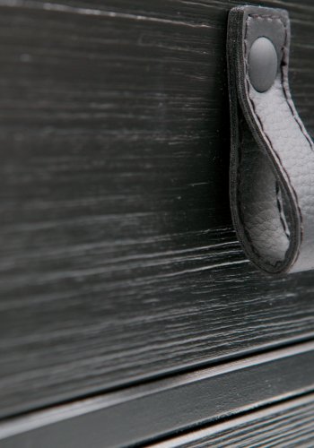 TRE Zola nattbord, m. 1 dr og 1 skuff - svart tre og metall (40x35)