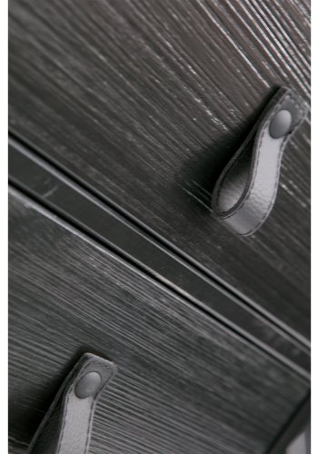 TRE Zola nattbord, m. 1 dr og 1 skuff - svart tre og metall (40x35)