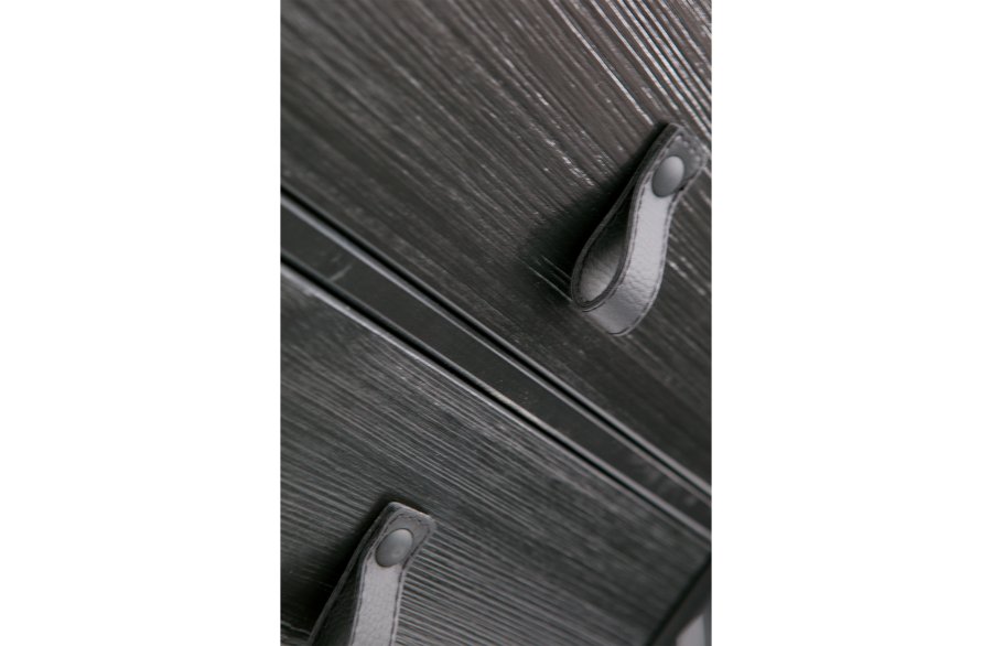 TRE Zola nattbord, m. 1 dr og 1 skuff - svart tre og metall (40x35)