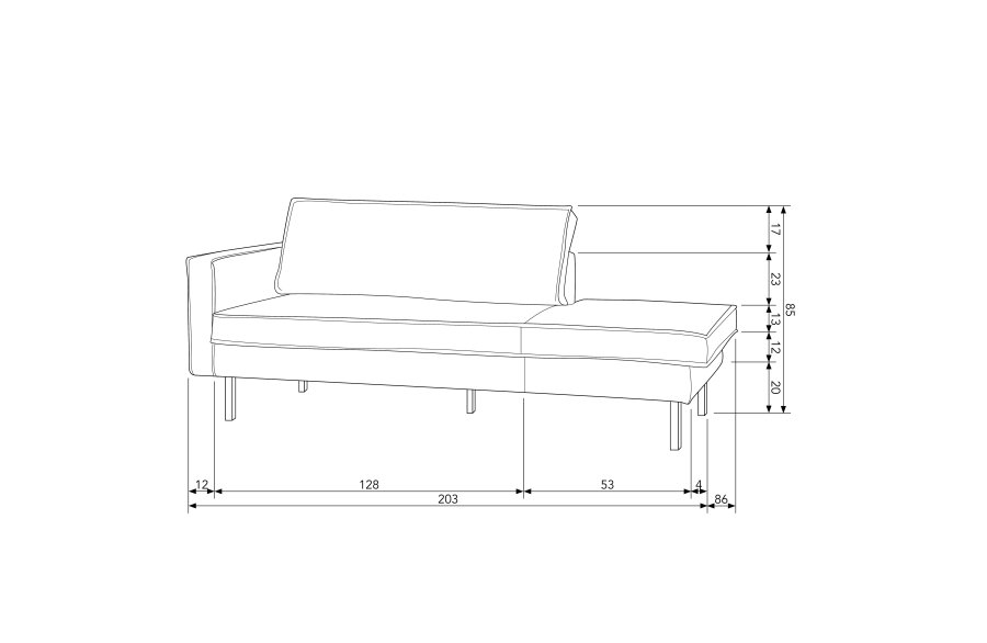 WOOOD Rodeo daybed, venstre - honninggul flyel