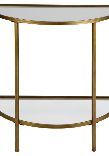 WOOOD Collection sidebord, m. 1 hylle - glass og antikk messingjern (38x76)