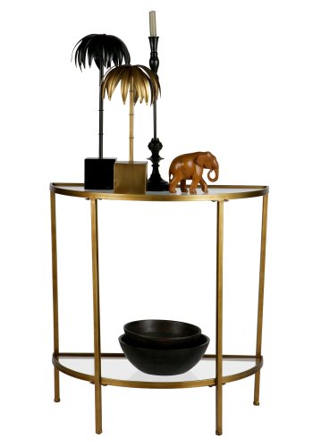 WOOOD Collection sidebord, m. 1 hylle - glass og antikk messingjern (38x76)