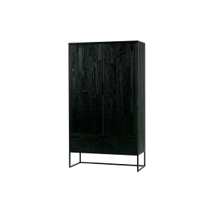 WOOOD EXCLUSIVE Silas garderobeskab, 2 lger, 4 hylder, 1 skuffe - sort Blacknight brstet asketr