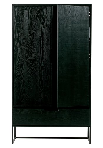 WOOOD EKSKLUSIV Silas garderobeskap, 2 drer, 4 hyller, 1 skuff - svart Blacknight brstet asketre