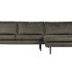 WOOOD Rodeo sofa, med hyre sjeselong - armygrnt stoff
