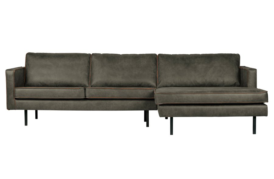 WOOOD Rodeo sofa, med hyre sjeselong - armygrnt stoff