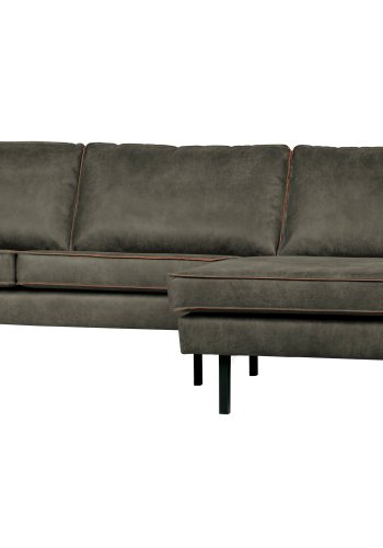 WOOOD Rodeo sofa, med hyre sjeselong - armygrnt stoff