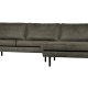 WOOOD Rodeo sofa, med hyre sjeselong - armygrnt stoff