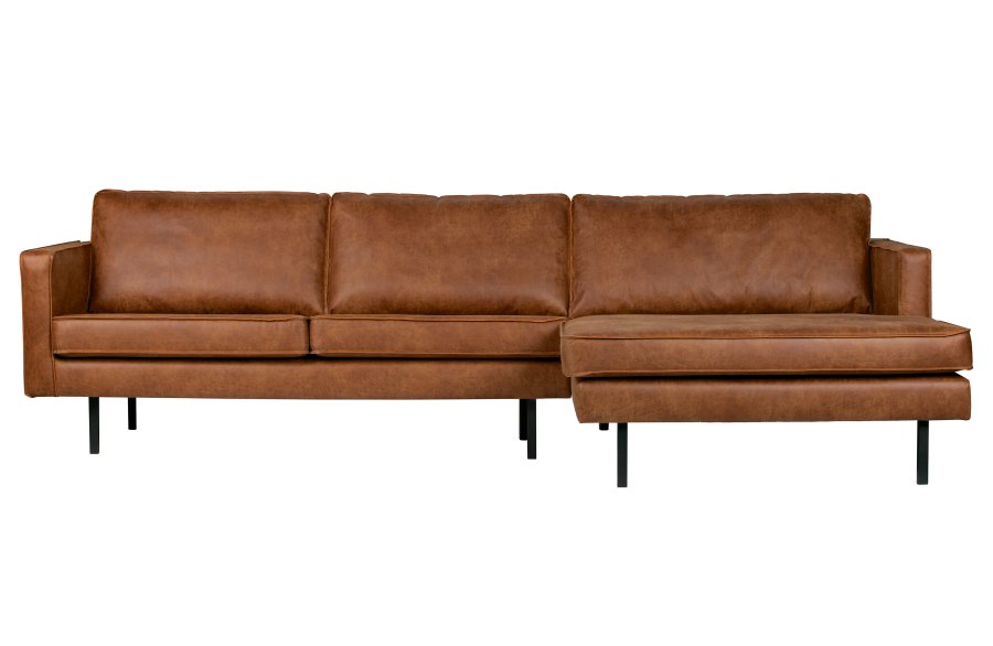 WOOOD Rodeo sofa, med hyre sjeselong - cognac stoff