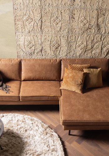 WOOOD Rodeo sofa, med hyre sjeselong - cognac stoff