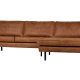 WOOOD Rodeo sofa, med hyre sjeselong - cognac stoff