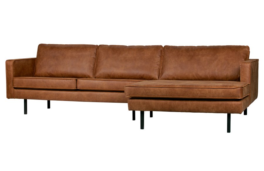 WOOOD Rodeo sofa, med hyre sjeselong - cognac stoff