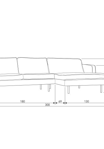 WOOOD Rodeo sofa, med hyre sjeselong - cognac stoff