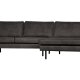WOOOD Rodeo sofa, med hyre sjeselong - svart stoff