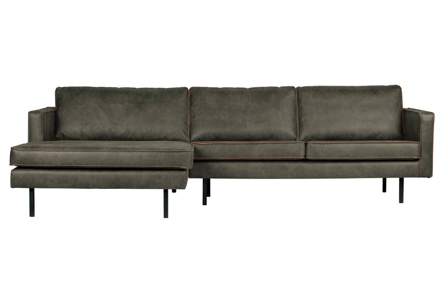WOOOD Rodeo sofa, med venstre sjeselong - armygrnt stoff