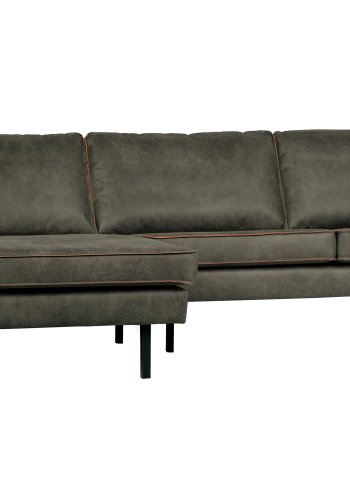WOOOD Rodeo sofa, med venstre sjeselong - armygrnt stoff