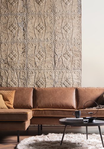 WOOOD Rodeo sofa, med venstre sjeselong - cognac stoff