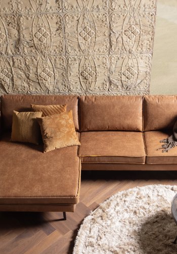 WOOOD Rodeo sofa, med venstre sjeselong - cognac stoff