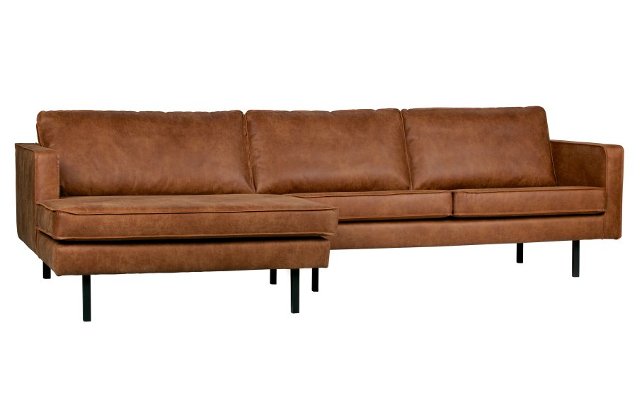 WOOOD Rodeo sofa, med venstre sjeselong - cognac stoff