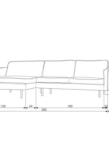 WOOOD Rodeo sofa, med venstre sjeselong - cognac stoff