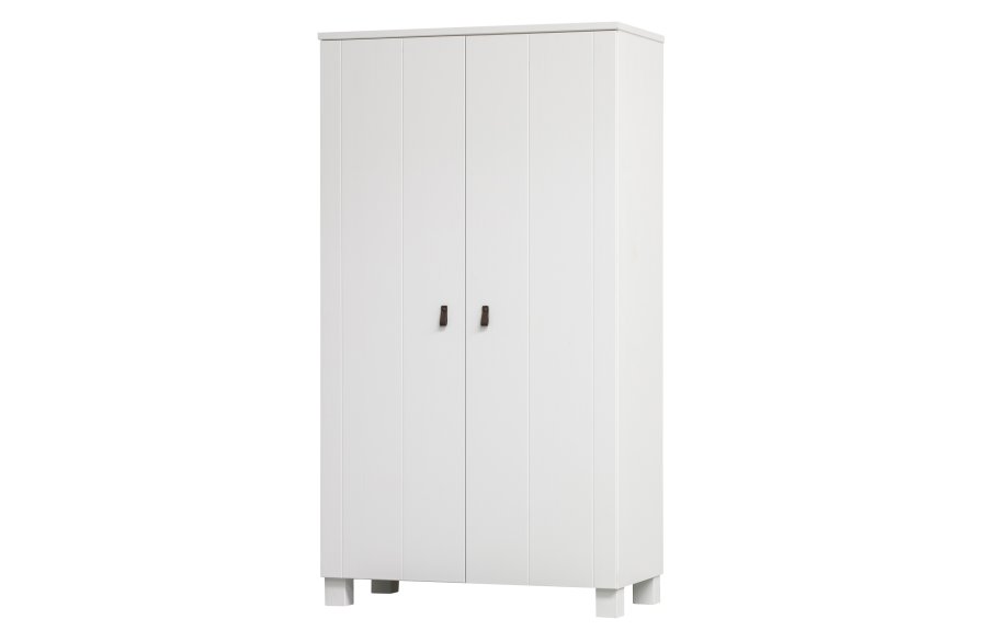 WOOOD Slips garderobe, m. 2 drer, 4 hyller og 1 hengerstang - hvit furu og melamin