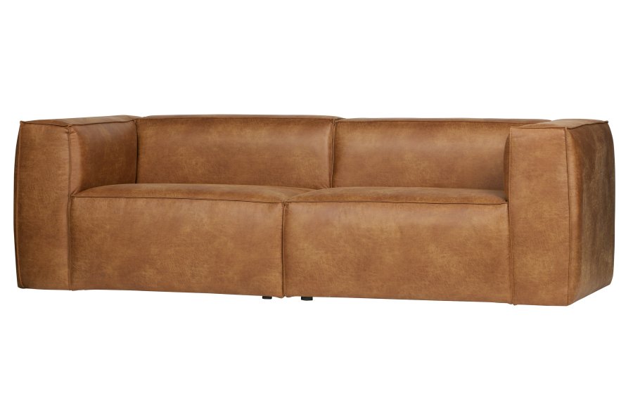 WOOOD Bean 3,5-manns sofa - cognac skinnfiber/polyester
