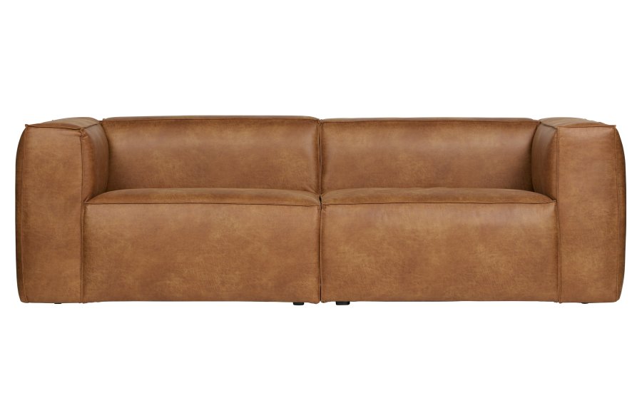 WOOOD Bean 3,5-manns sofa - cognac skinnfiber/polyester