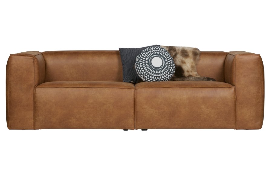 WOOOD Bean 3,5-manns sofa - cognac skinnfiber/polyester