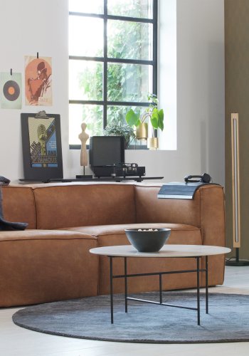 WOOOD Bean 3,5-manns sofa - cognac skinnfiber/polyester