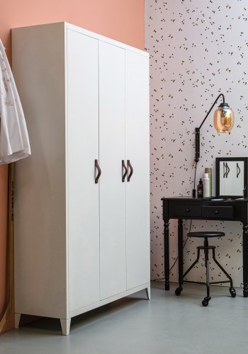 WOOOD Romy sminkebord, m. sammenleggbart speil, sm rom og 2 skuffer - sort furu og MDF (75x38)