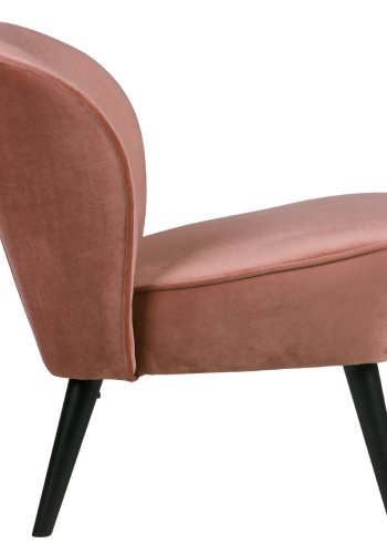 WOOOD Sara lenestol - gammelrosa polyesterflyel og tre