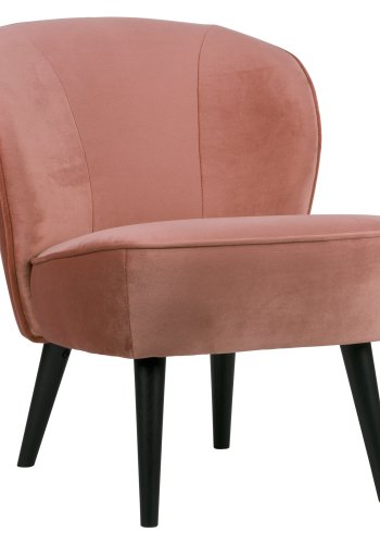 WOOOD Sara lenestol - gammelrosa polyesterflyel og tre