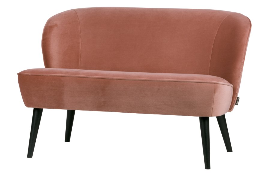 WOOOD Sara liten sofa - gammelrosa polyesterflyel og tre
