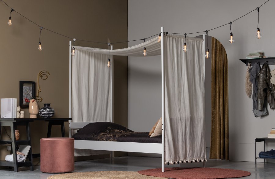 WOOOD Sara hy puff, rund - gammelrosa polyesterflyel (46)