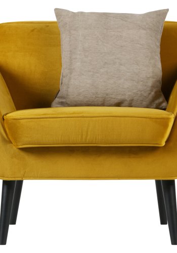 WOOOD Rocco lenestol - oker polyesterflyel og svart bketre