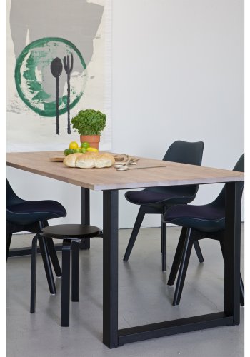 WOOOD Tablo Maastricht bordben med U-form for spisebord - matt sort metall