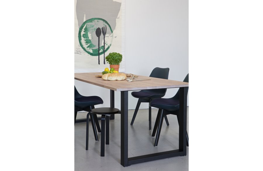 WOOOD Tablo Maastricht bordben med U-form for spisebord - matt sort metall