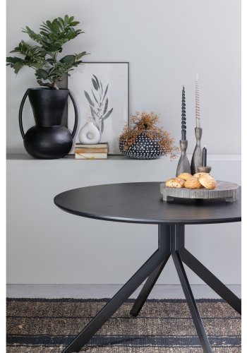 TRE EKSKLUSIV Bruno spisebord, rundt - svart MDF og stl (120)