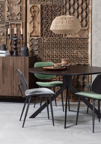 TRE EKSKLUSIV Bruno spisebord, rundt - svart MDF og stl (120)