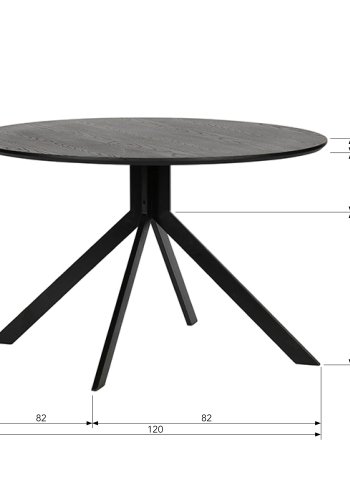 TRE EKSKLUSIV Bruno spisebord, rundt - svart MDF og stl (120)