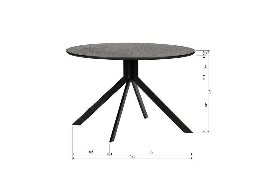 TRE EKSKLUSIV Bruno spisebord, rundt - svart MDF og stl (120)