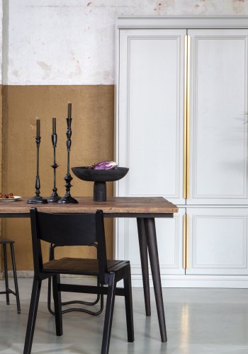 WOOOD Collection spisebord, rektangulrt - naturlig gjenvunnet almetre og rustsvart jern (180x90)