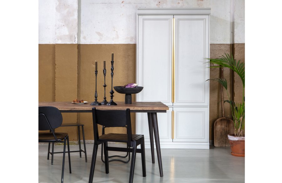 WOOOD Collection spisebord, rektangulrt - naturlig gjenvunnet almetre og rustsvart jern (180x90)